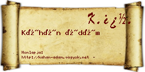 Káhán Ádám névjegykártya